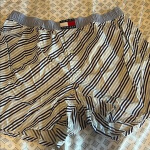 Tommy Hilfiger Navy and White Striped Shorts - XL